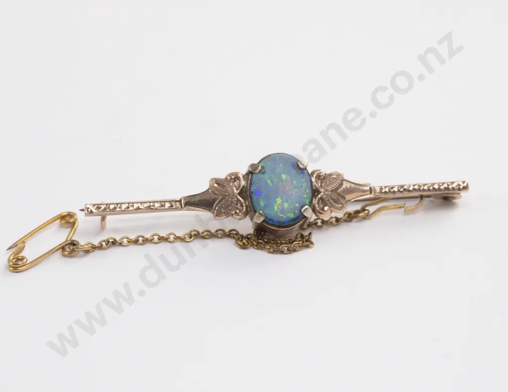 9ct Single Opal Ring and Bar Brooch Image 1++