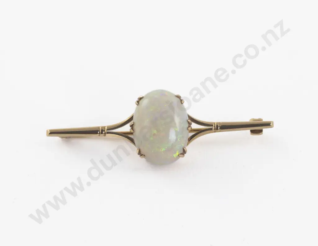 9ct Single Opal Bar Brooch Image 1++
