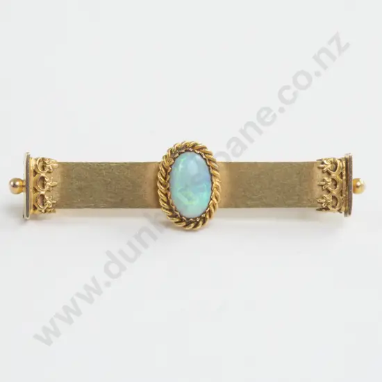 15ct Single Opal Bar Brooch