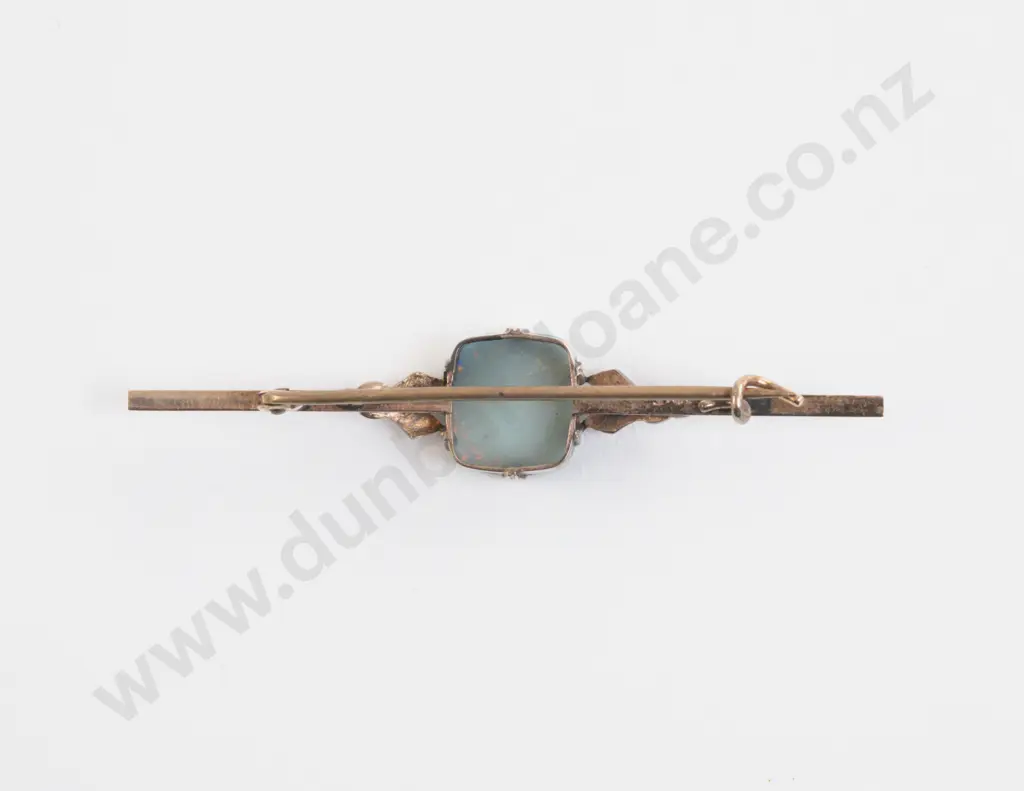 9ct Single Black Opal Bar Brooch Image 1++