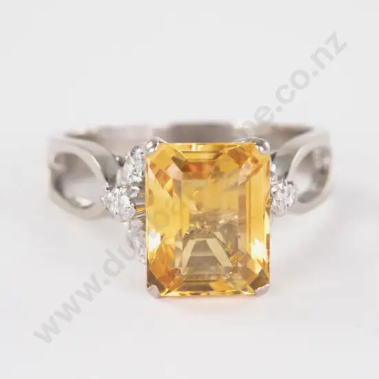 14ct White gold 13Stone Citrine and Diamond Dress Ring