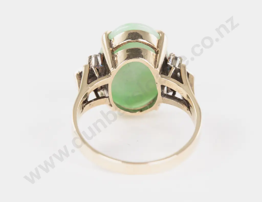 14ct Seven Stone Diamond and Jade Dress Ring Image 1++