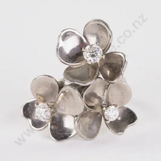 18ct White Gold Diamond Flower Dress Ring