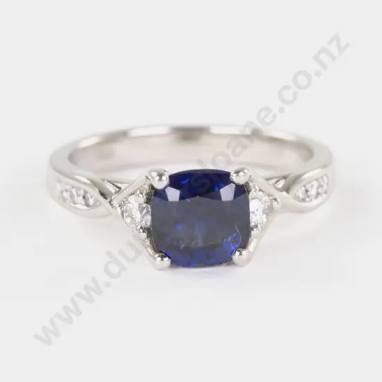 Village Goldsmith Wellington All Platinum Single Sapphire and Diamond Ring