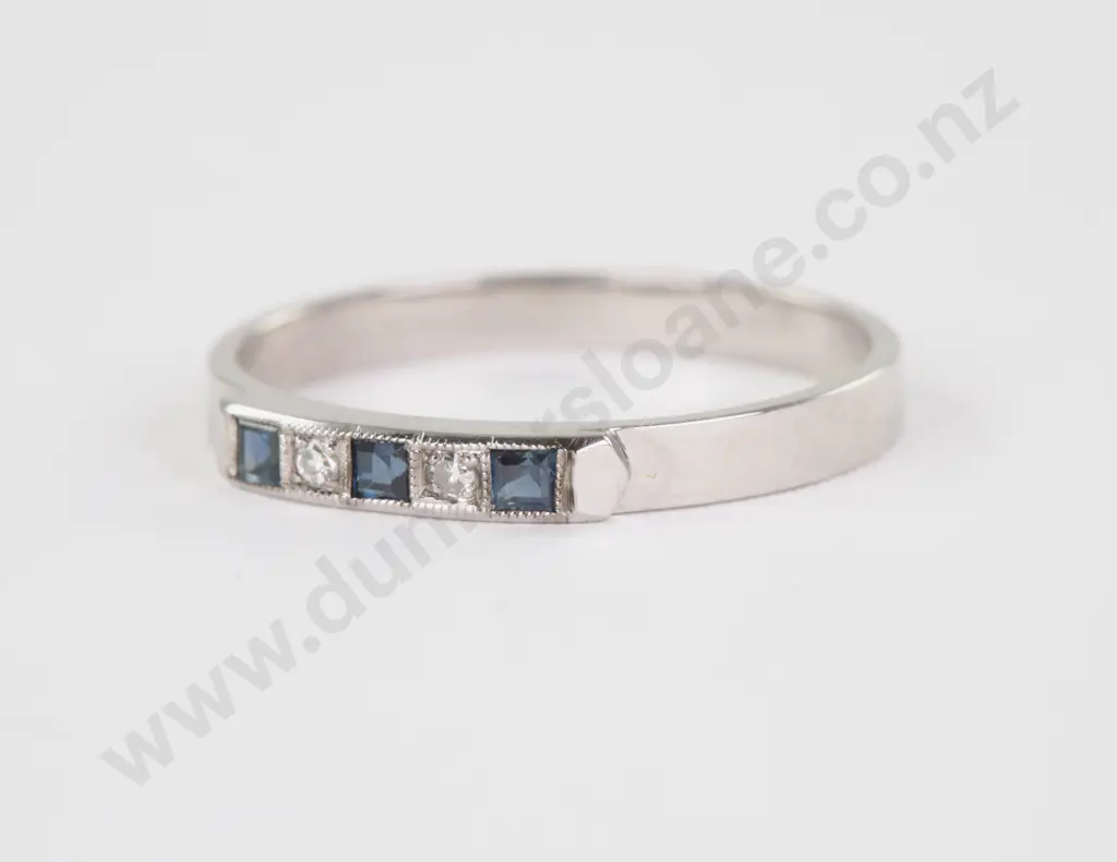 18ct White Gold Five Stone Sapphire and Diamond Eternity Band Image 1++