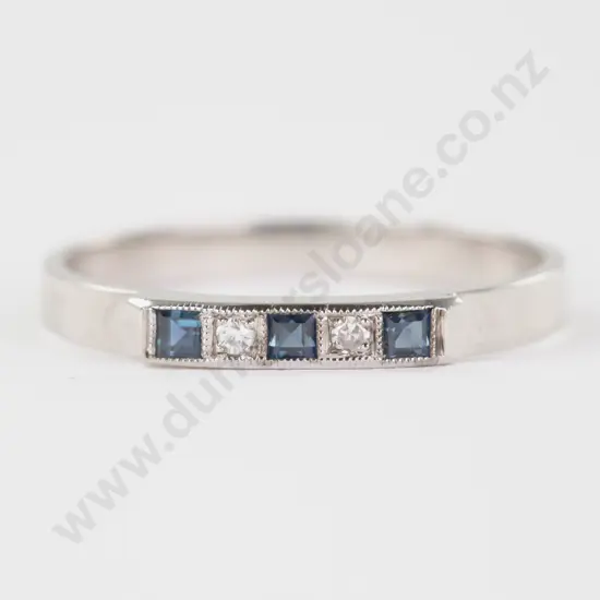 18ct White Gold Five Stone Sapphire and Diamond Eternity Band