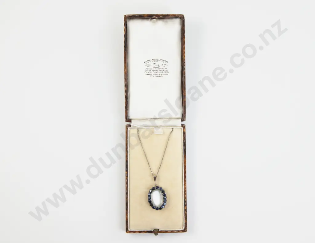 9ct Moonstone and Sapphire Cluster Pendant Image 1++