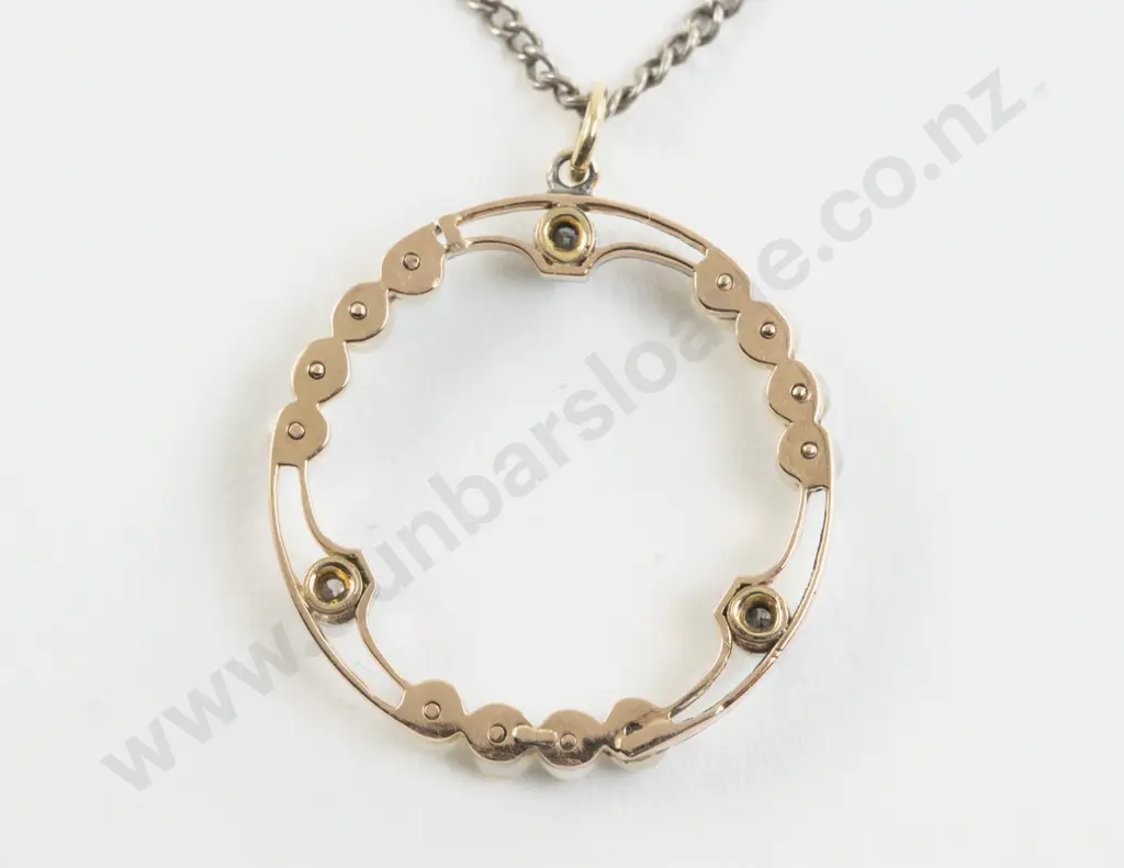 Victorian 15ct 15Stone Diamond and Pearl Pendant Image 1++