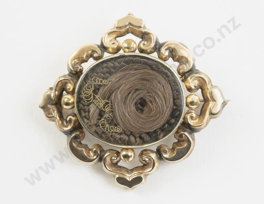 Victorian Gold Mourning Brooch Image 1++