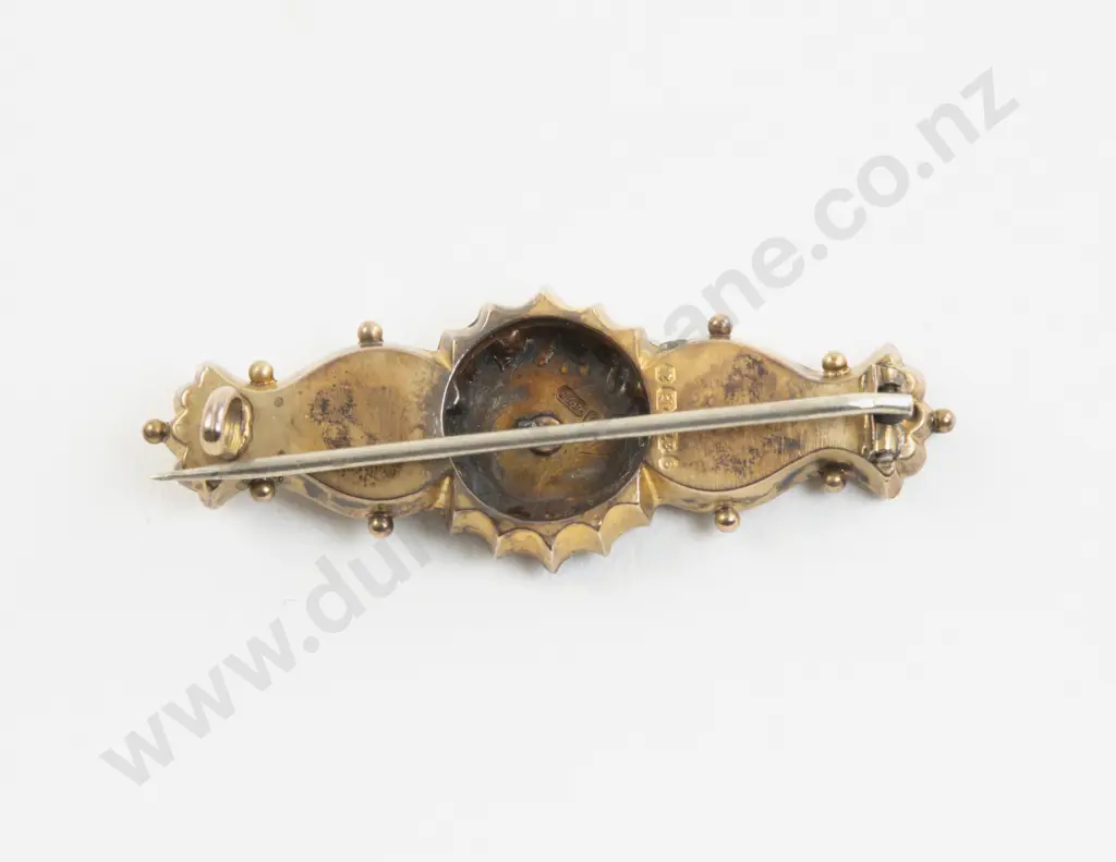Victorian 9ct Single Diamond Bar Brooch Image 1++