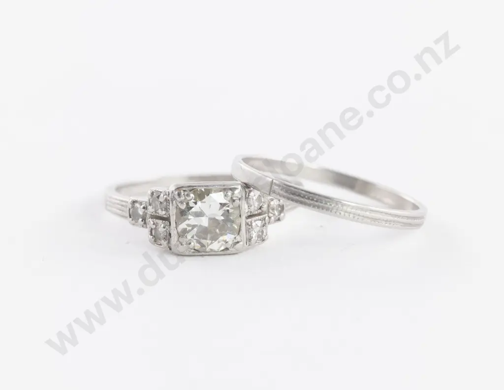 Art Deco All Platinum Solitaire Diamond Ring Image 1++