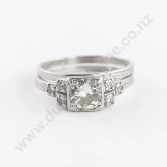 Art Deco All Platinum Solitaire Diamond Ring