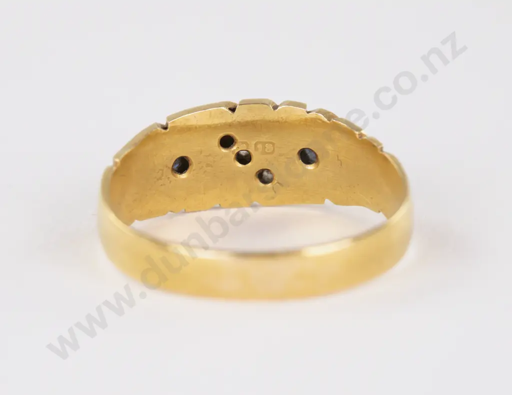 Victorian 18ct Five Stone Sapphire and Diamond Band Ring Image 1++