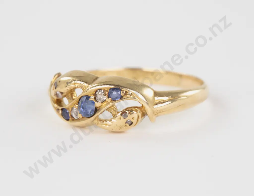 Victorian 18ct Nine Stone Ceylon Sapphire and Diamond Ring Image 1++