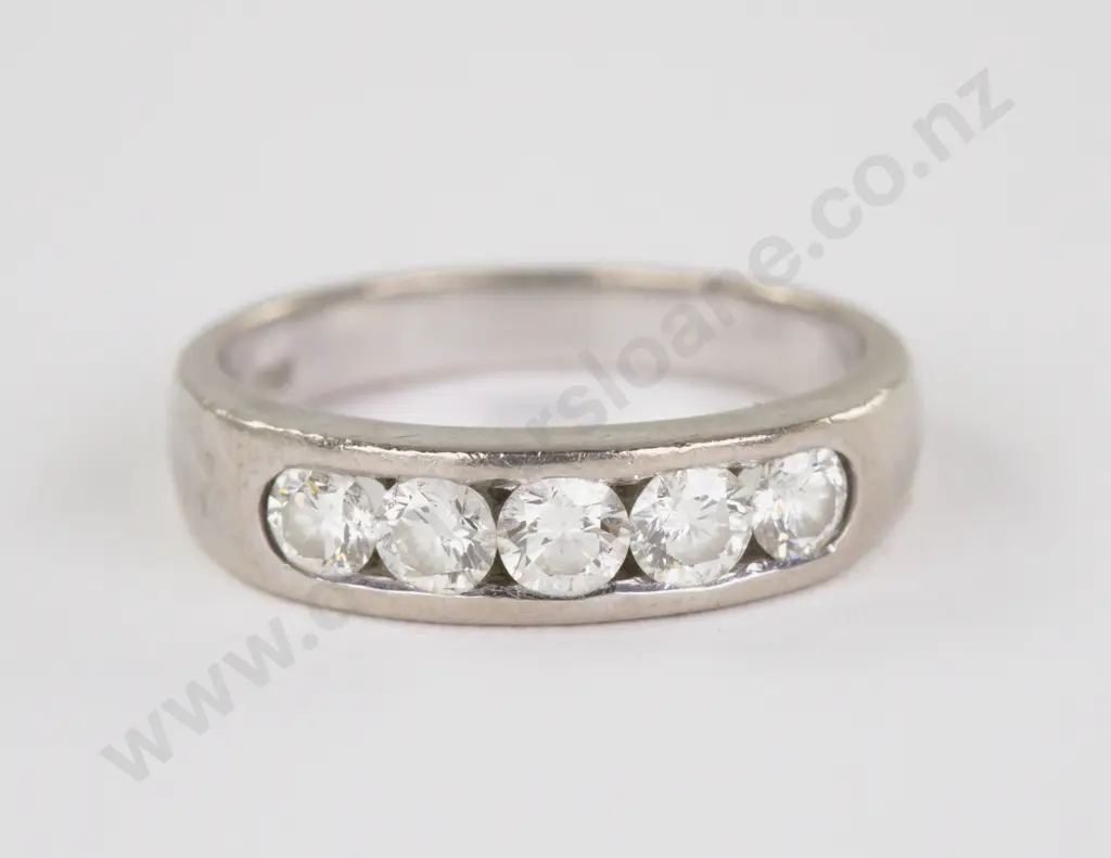 18ct White Gold Five Stone Diamond Band Ring Image 1++