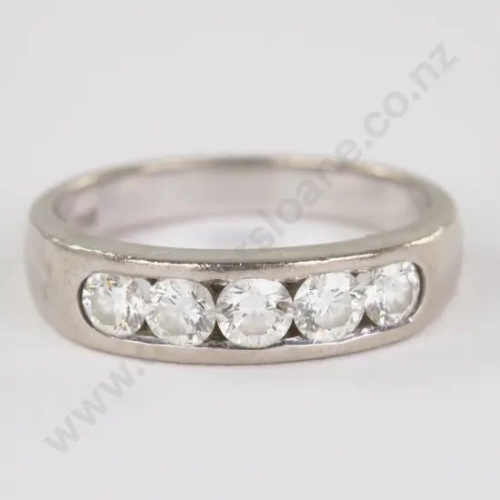 18ct White Gold Five Stone Diamond Band Ring