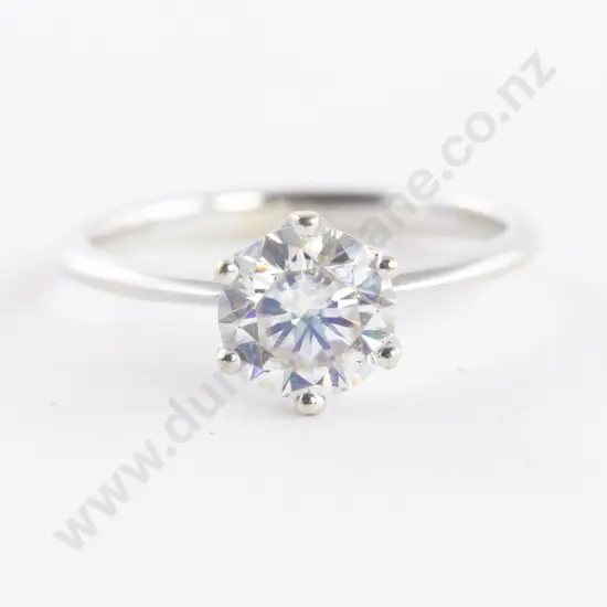 14ct White Gold Solitaire Moissanite Ring