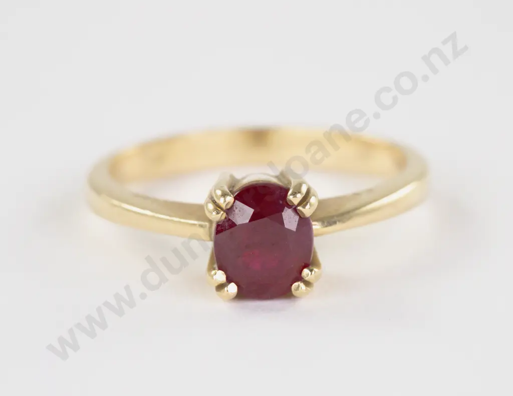 18ct Single Stone Ruby Ring Image 1++