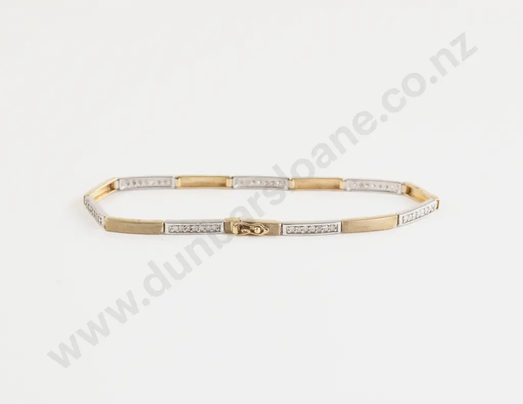 9ct White and Yellow Gold 49stone Diamond Bracelet Image 1++
