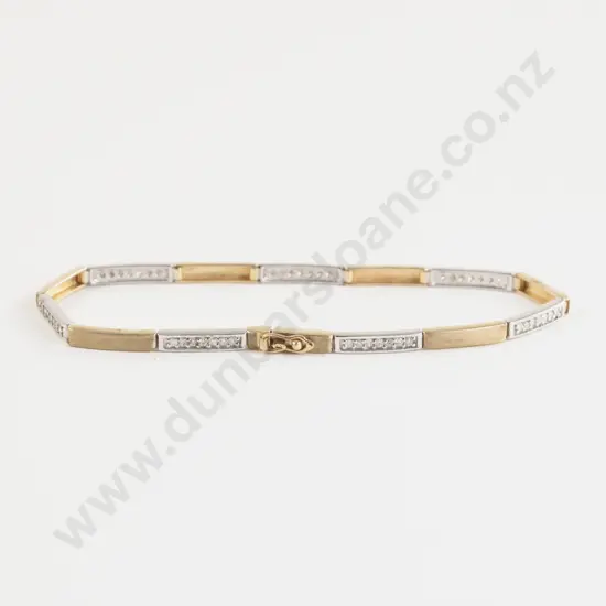 9ct White and Yellow Gold 49stone Diamond Bracelet