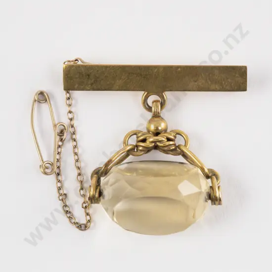 9ct Single Citrine Swivel Fob Brooch