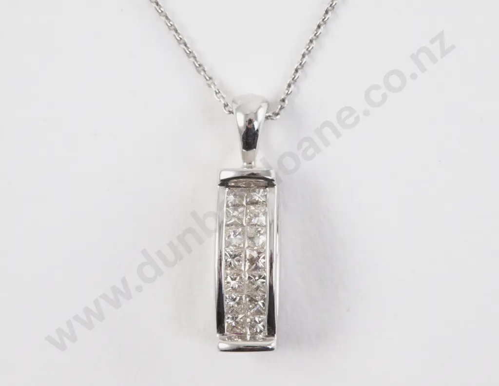 18ct White Gold 28Stone Double Sided Ruby and Diamond Pendant Image 1++