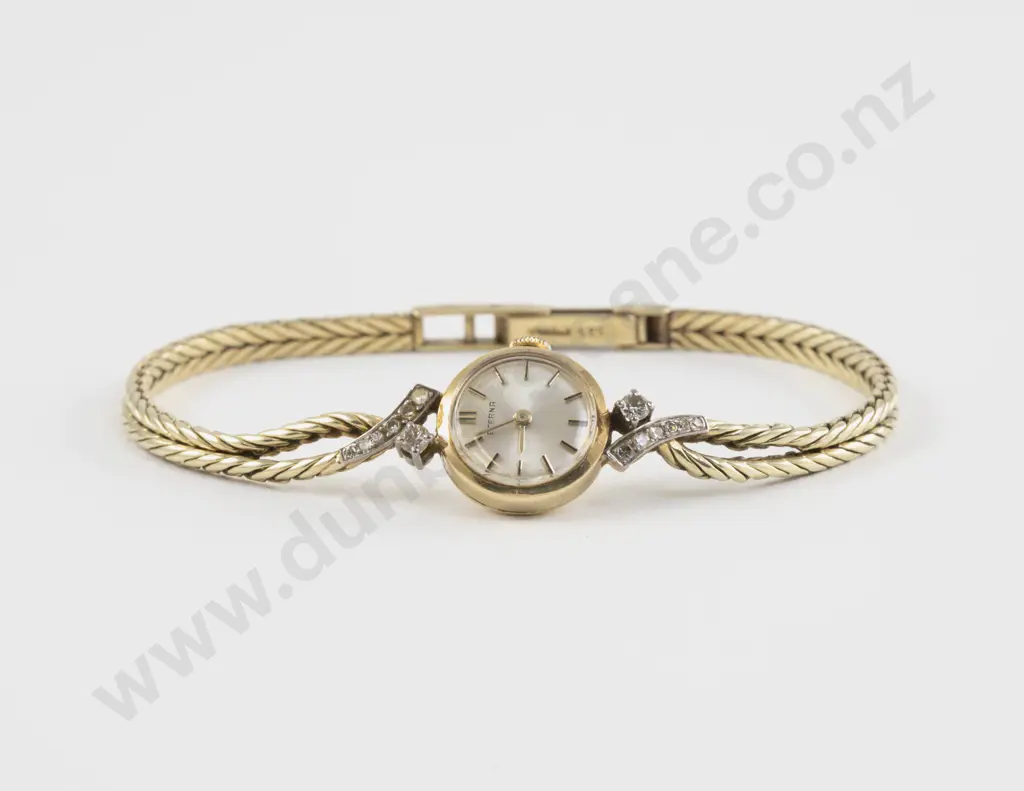 Vintage Eterna 14ct and Diamond Ladies Dress Watch Image 1++