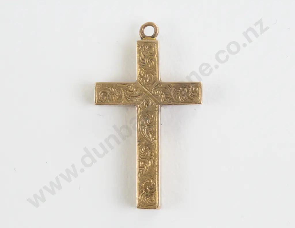Victorian 14ct Engraved Cross Pendant Image 1++