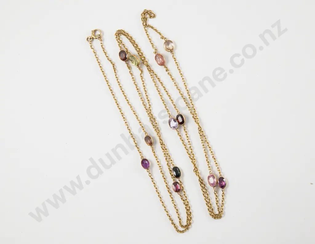 15ct Trace Link Twelve Multi Gem Muff Chain Image 1++
