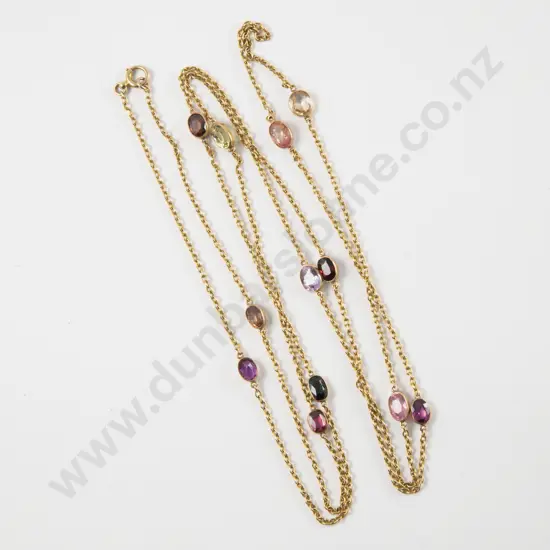 15ct Trace Link Twelve Multi Gem Muff Chain