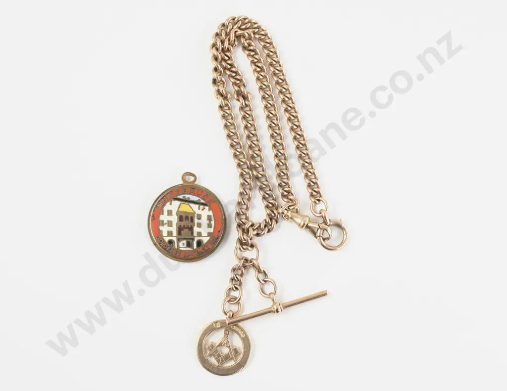 Antique 9ct Curb Link Albert Chain Image 1++