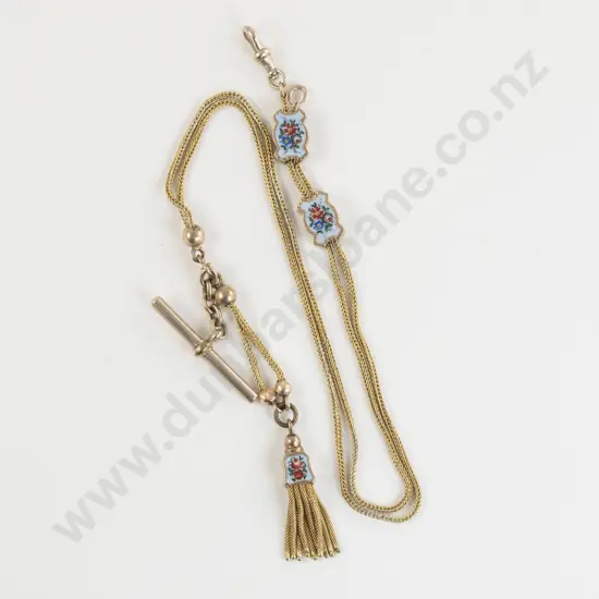 Victorian 15ct and Enamel Fancy Link Fob Chain