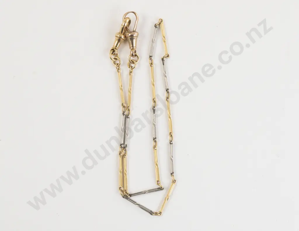 18ct Yellow and White Gold Fancy Link Fob Chain Image 1++