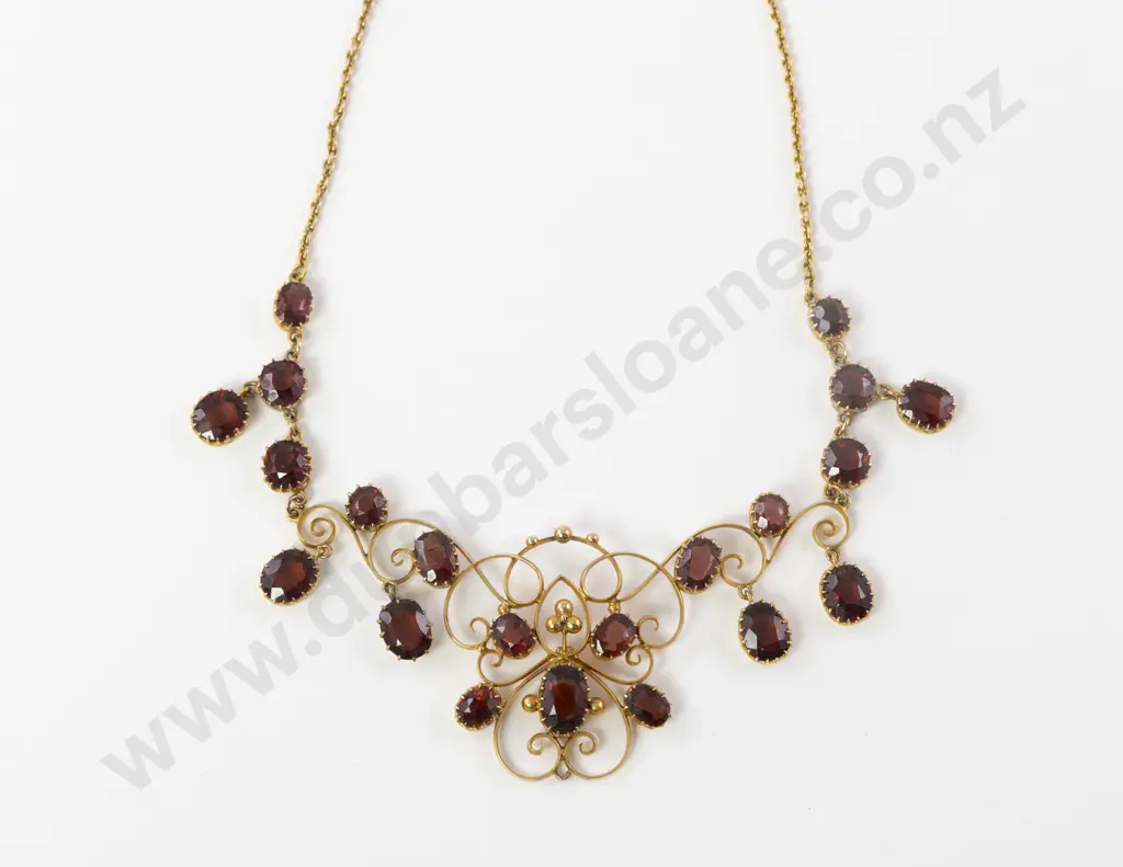 Edwardian 15ct 21Stone Garnet Necklace Image 1++