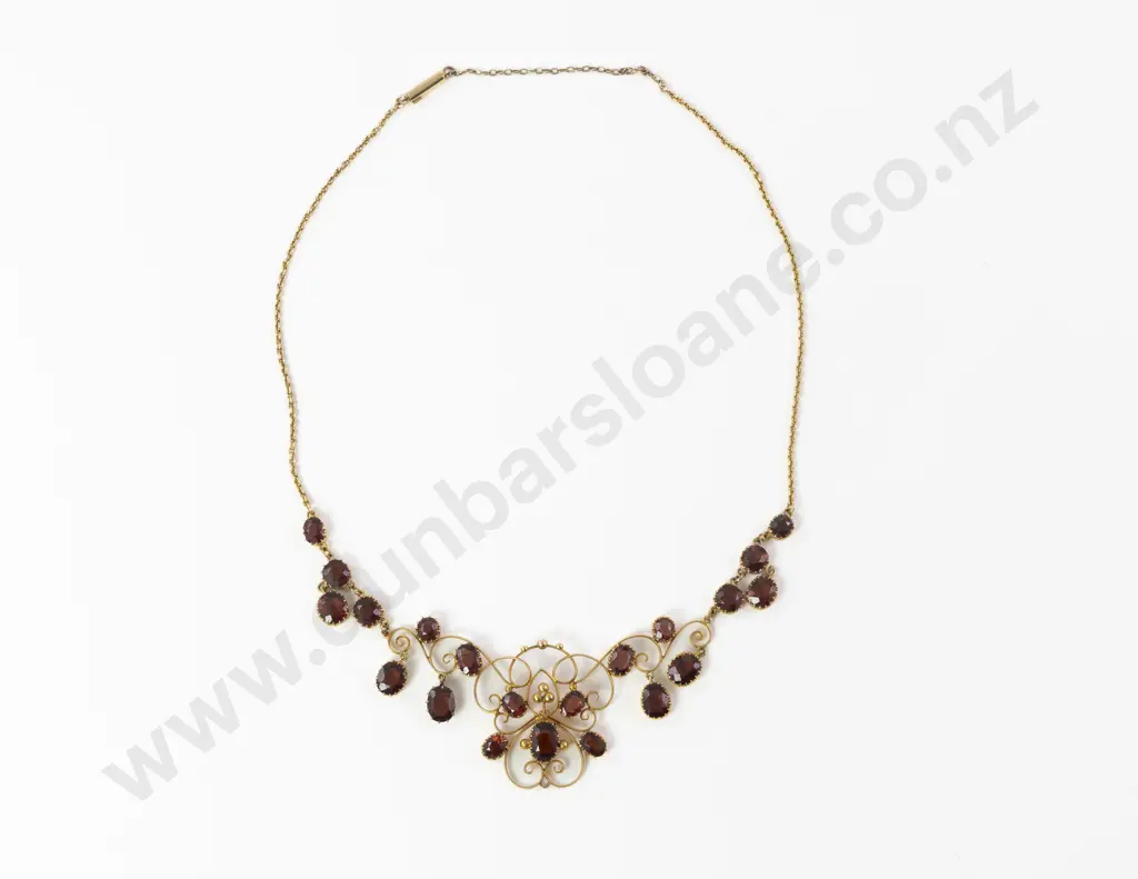 Edwardian 15ct 21Stone Garnet Necklace Image 1++