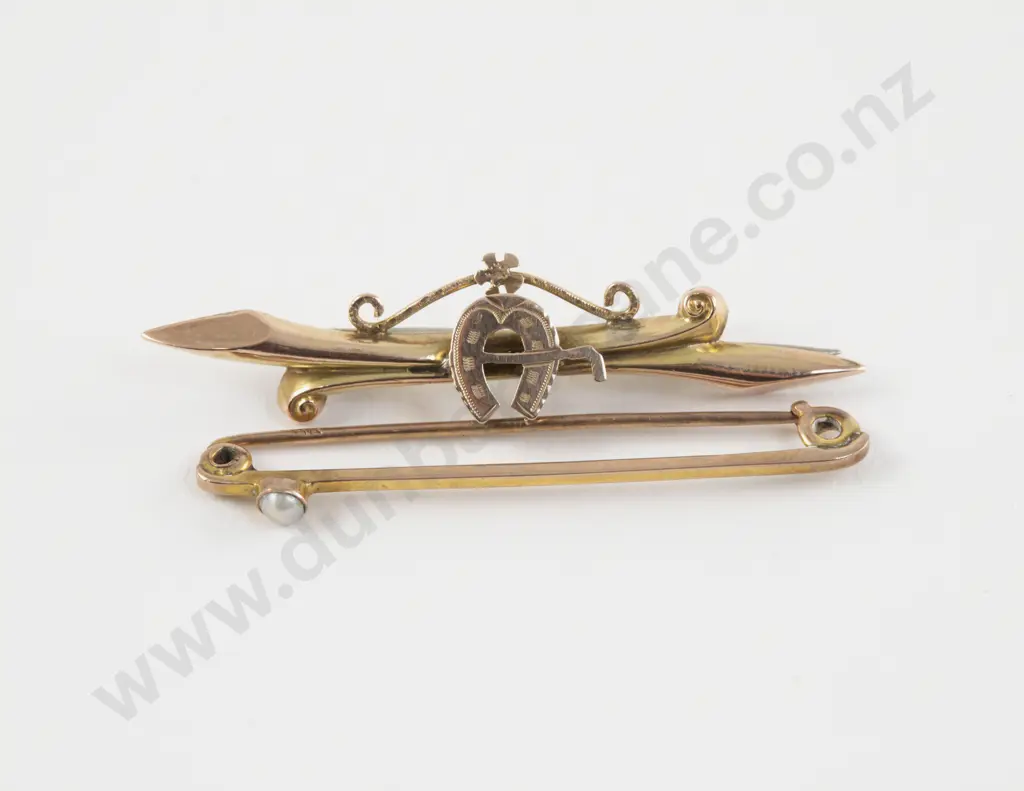 Victorian 9ct Lucky Horse Shoe Bar Brooch Image 1++