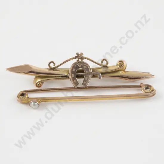 Victorian 9ct Lucky Horse Shoe Bar Brooch