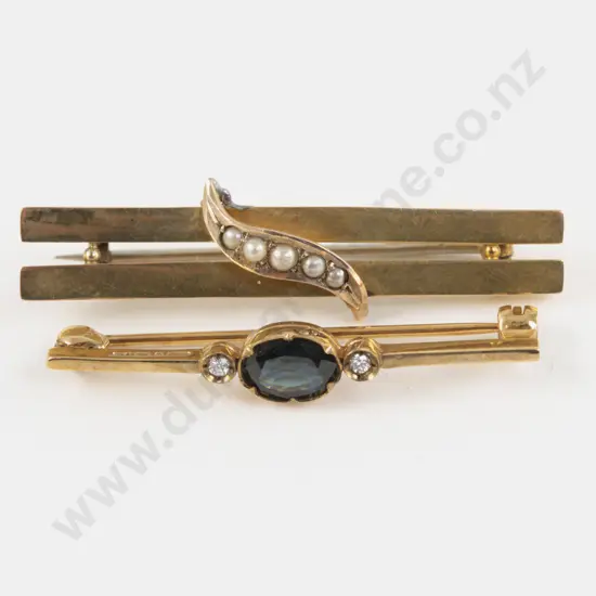 Two Victorian 9ct Bar Brooches