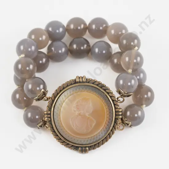 Extasia Victorian Style Beaded Cameo Bracelet