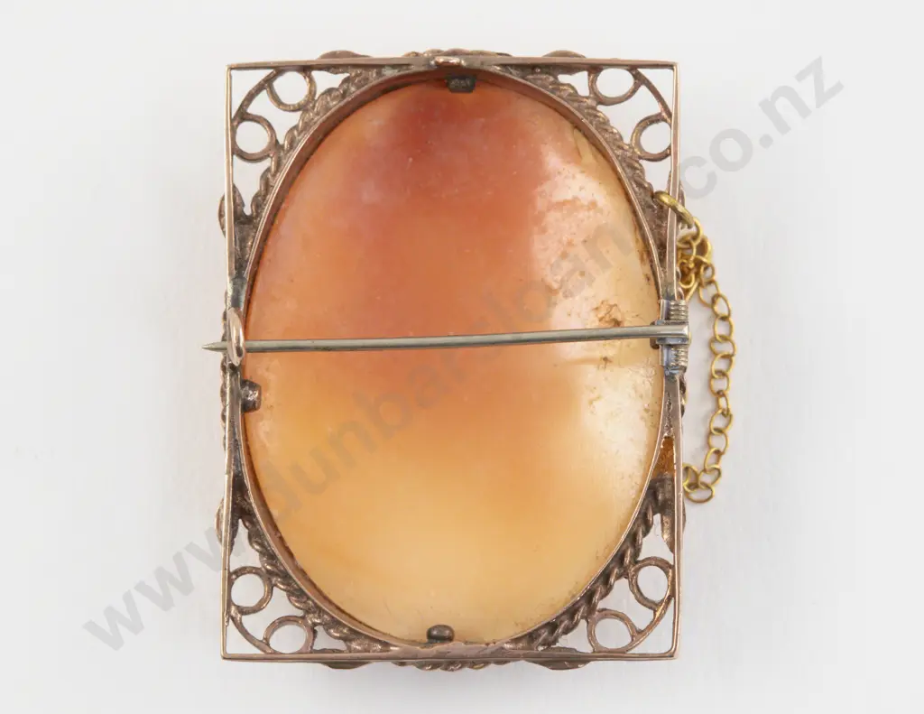 Vintage 9ct Framed Classical Portrait Cameo Brooch Image 1++