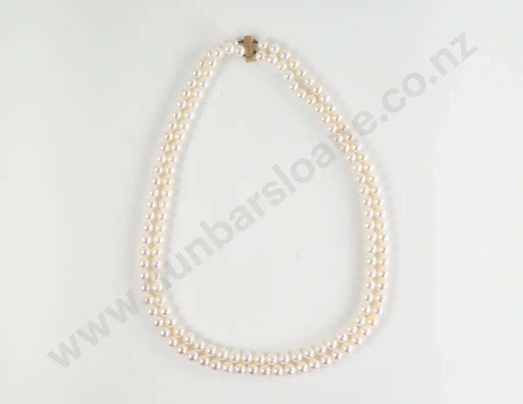 Double Strand Uniform Cultured Pearl Necklace Image 1++