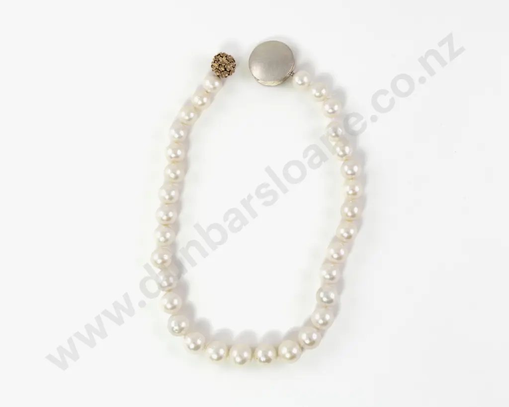 Single Strand Slightly Graduated Fresh Water Pearl Necklace Image 1++