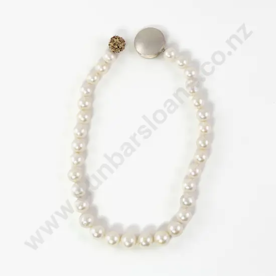 Single Strand Slightly Graduated Fresh Water Pearl Necklace