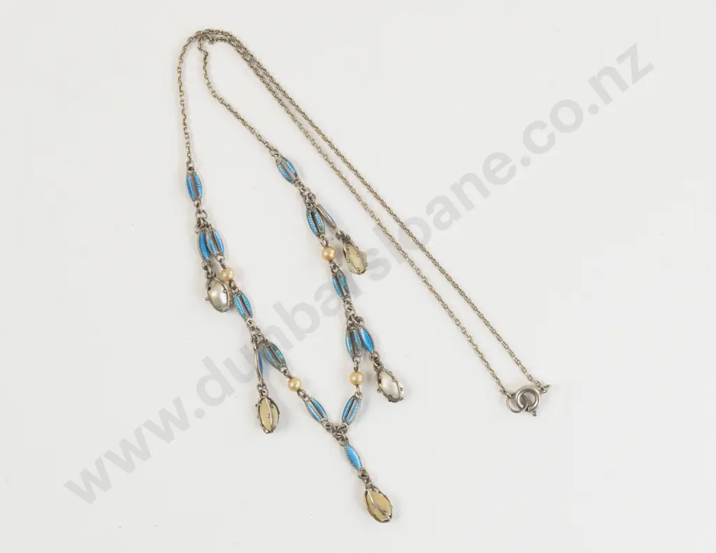 Victorian S/S Enamel and Pearl Necklace Image 1++