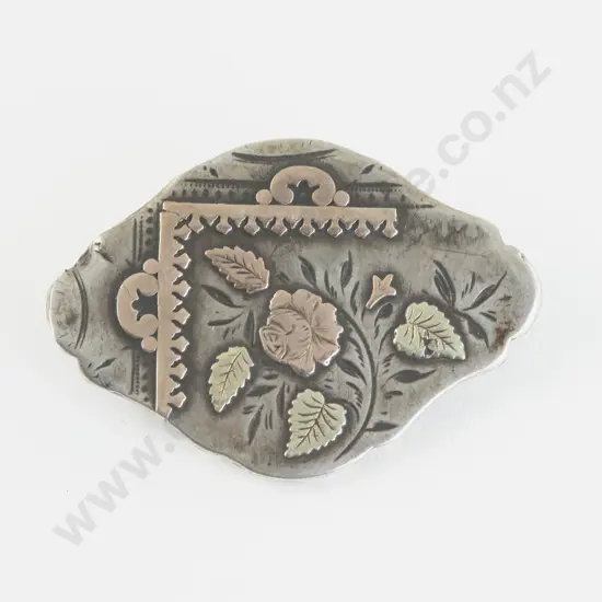 Victorian Gold and Silver Floral Brooch