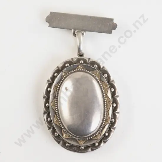 Victorian Gold and S/S Oval Photo Locket Brooch