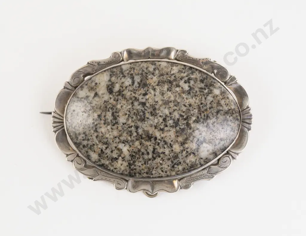Victorian S/S Mounted Scottish Granite Brooch Image 1++