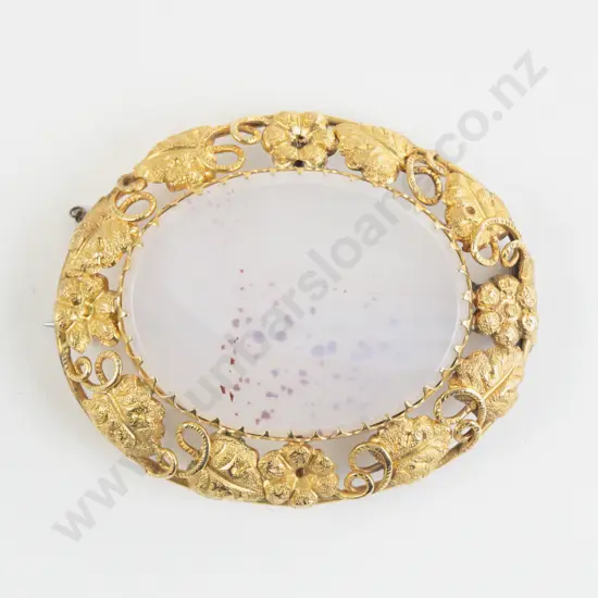 Victorian 14ct Framed Chalcedony Brooch
