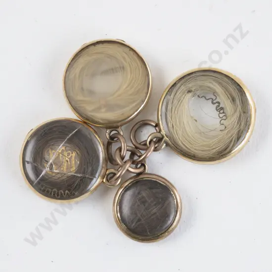 Four Victorian 15ct Hair Memorial Pendants