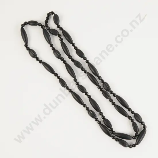 Victorian French Jet Single Strand Beaded Necklace